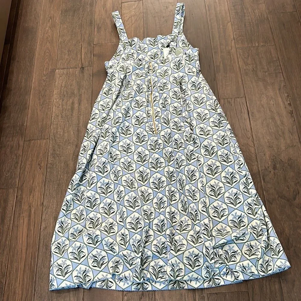 AQUA by AQUA BENDITA Hortensia floral-print cotton-poplin dress Size M NWT_12
